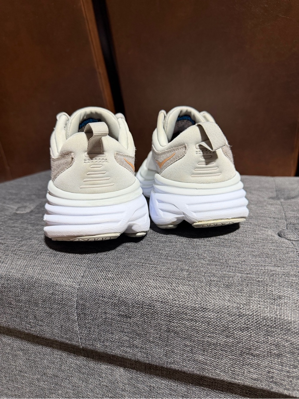 Hoka Women's 7.5B Neutral Trainer in Light Beige with Peach Logo - Picture 6 of 10